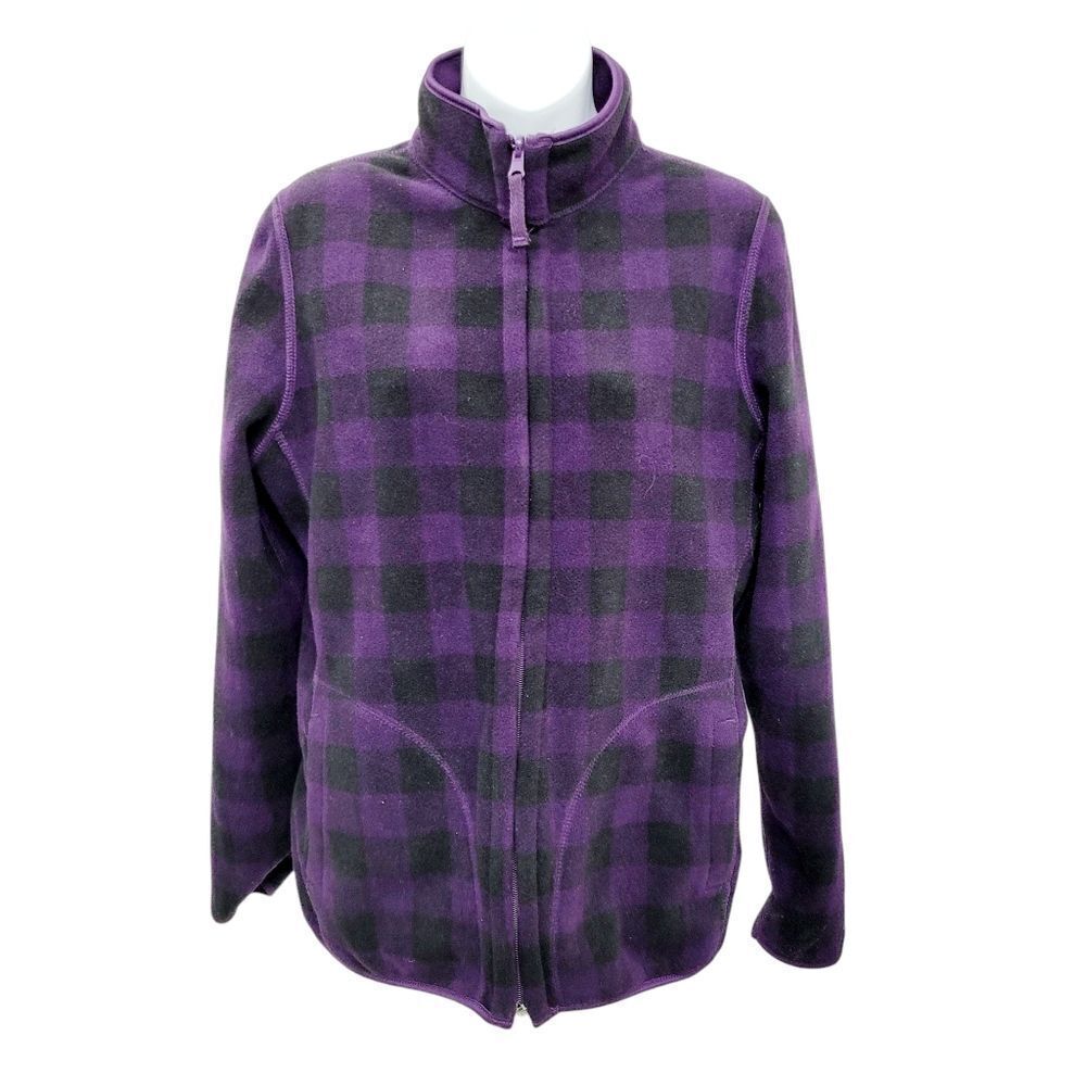 2/$20 Purple & Black Double Sided Fleece Jacket Size: M